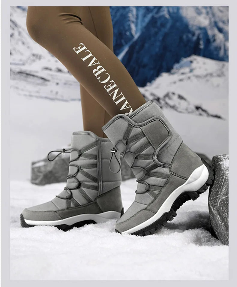 Botas de invierno de tejido elástico con interior de peluche