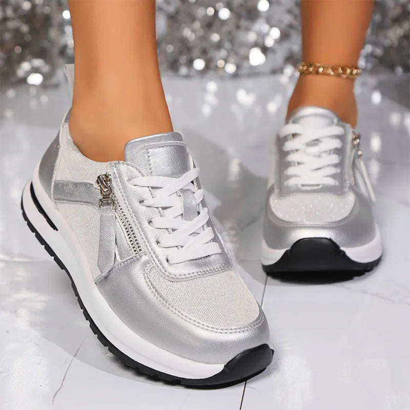 Zapatillas de mujer acordonadas con forro de malla
