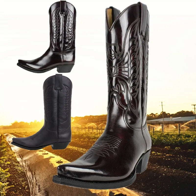 Botas texanas de punta afinada con detalles bordados