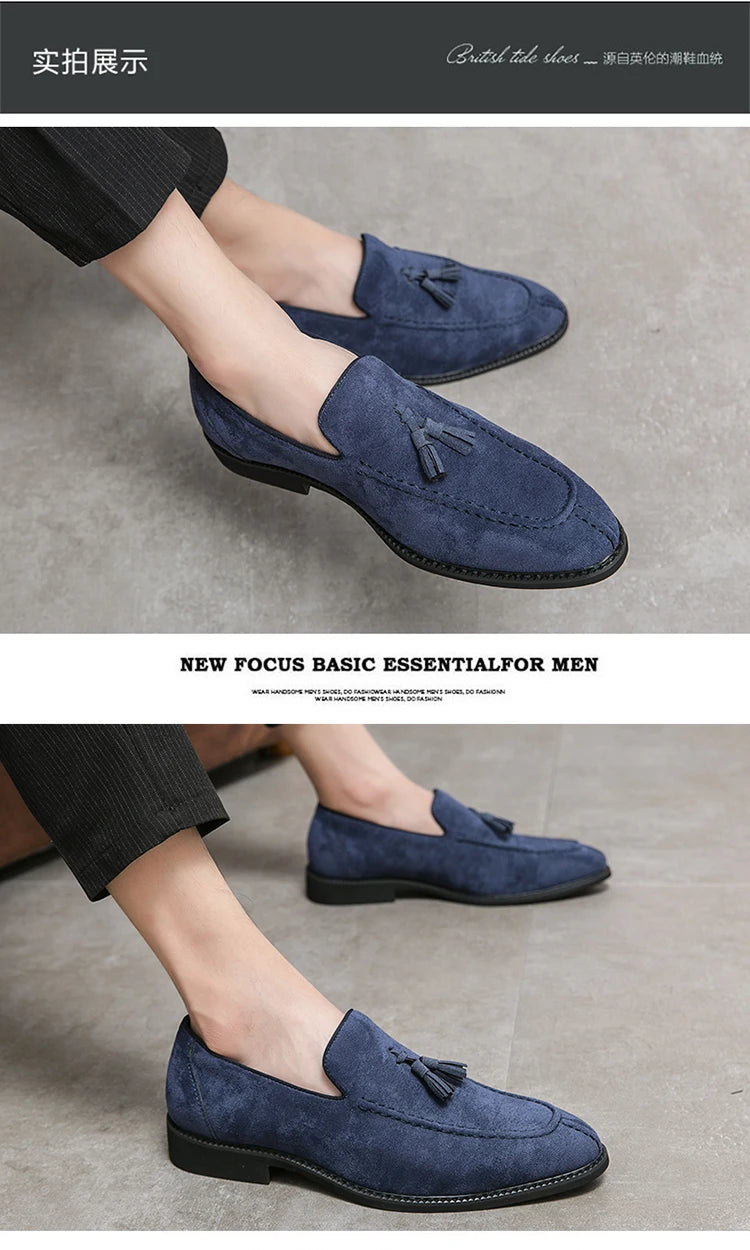 Mocasines de gamuza vacuna con borlas