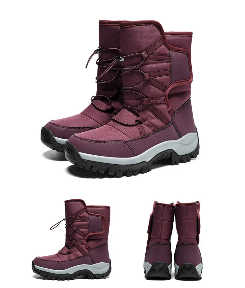 Botas de invierno de tejido elástico con interior de peluche