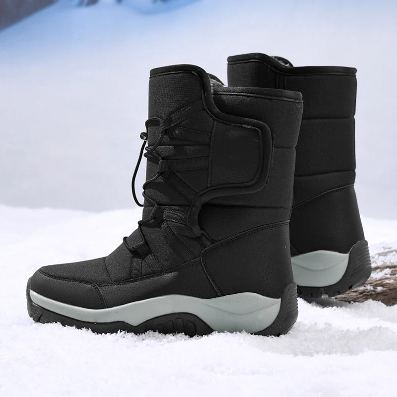 Botas de invierno de tejido elástico con interior de peluche