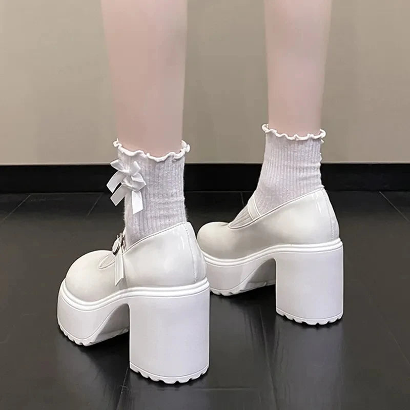 Zapatos Mary Jane con plataforma y taco cuadrado de 10 cm