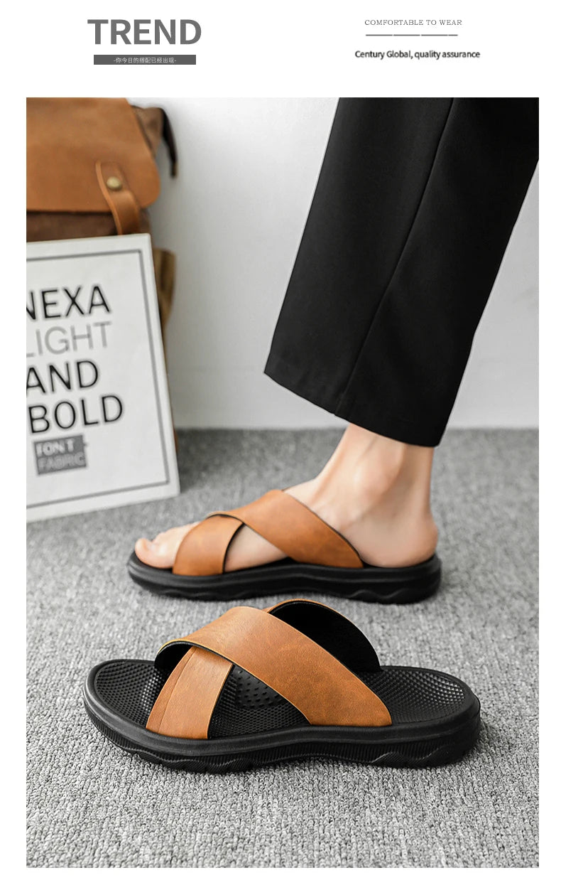 Sandalias de tiras para hombre con suela de goma