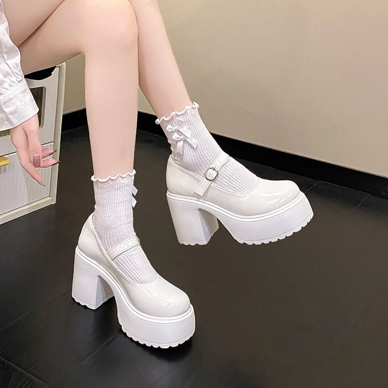 Zapatos Mary Jane con plataforma y taco cuadrado de 10 cm