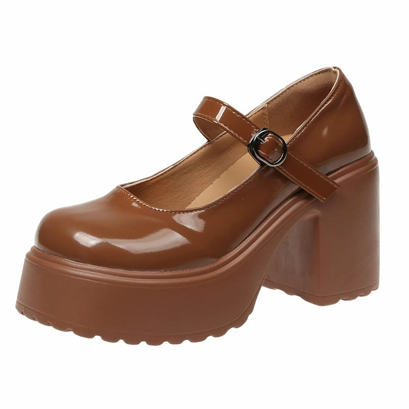 Zapatos Mary Jane con plataforma y taco cuadrado de 10 cm