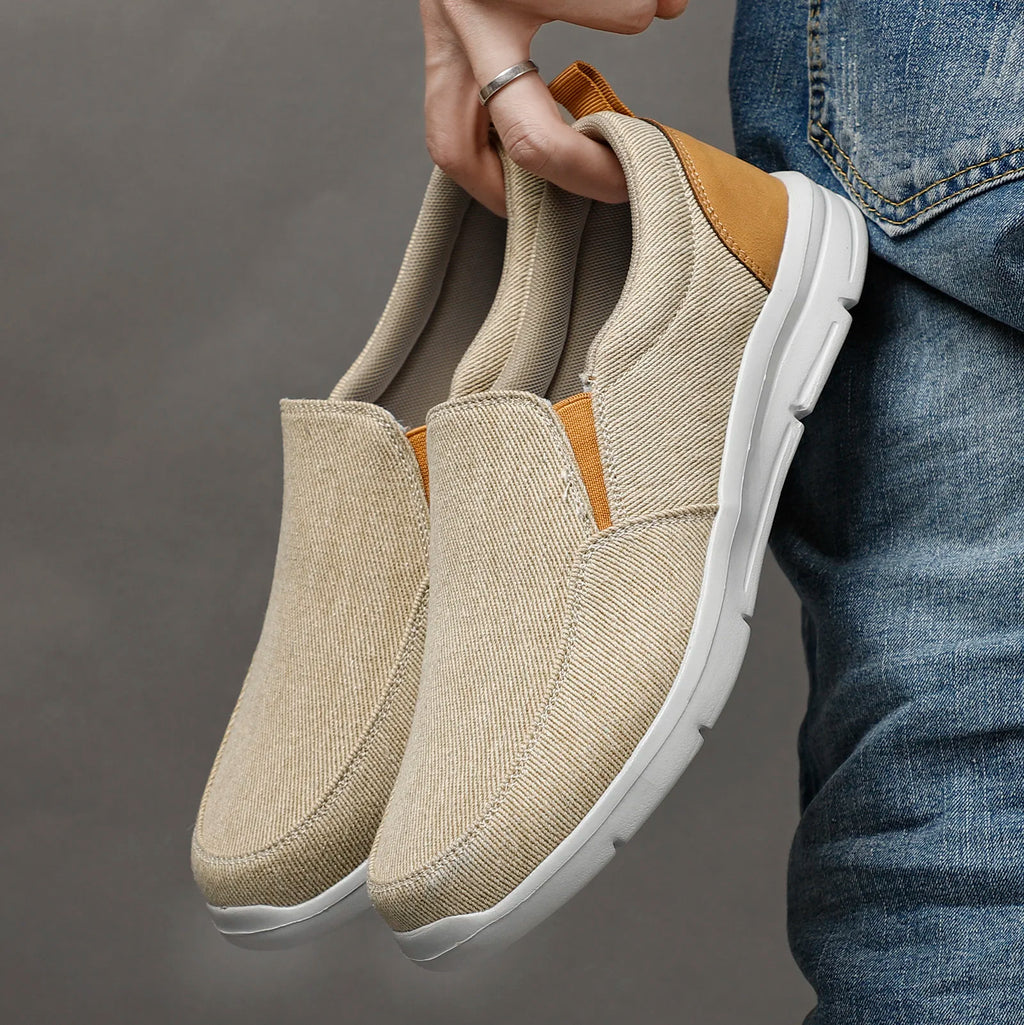 Zapatillas de lona para hombre sin cordones y punta redonda