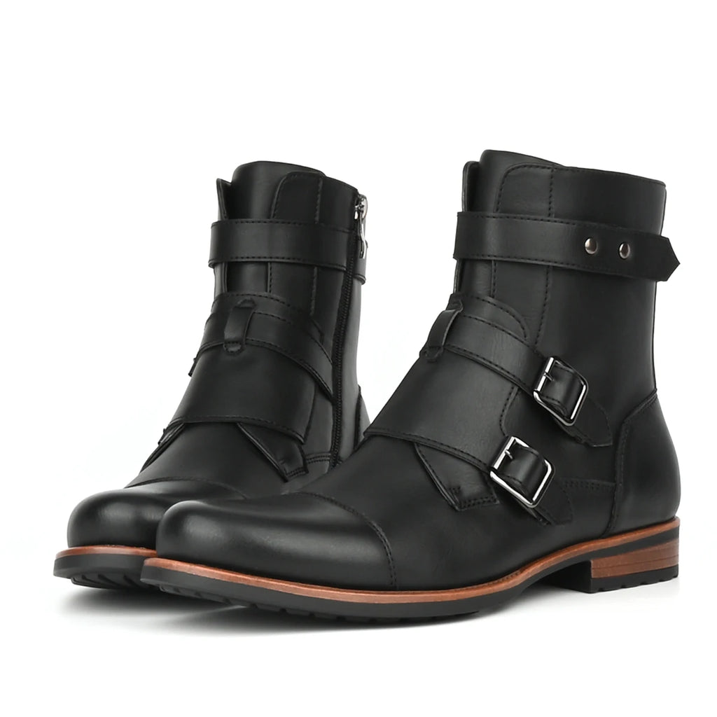 Botas de hombre con cierre lateral y hebilla de estilo retro