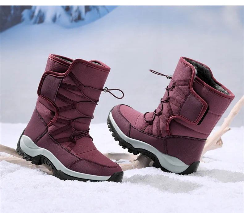 Botas de invierno de tejido elástico con interior de peluche