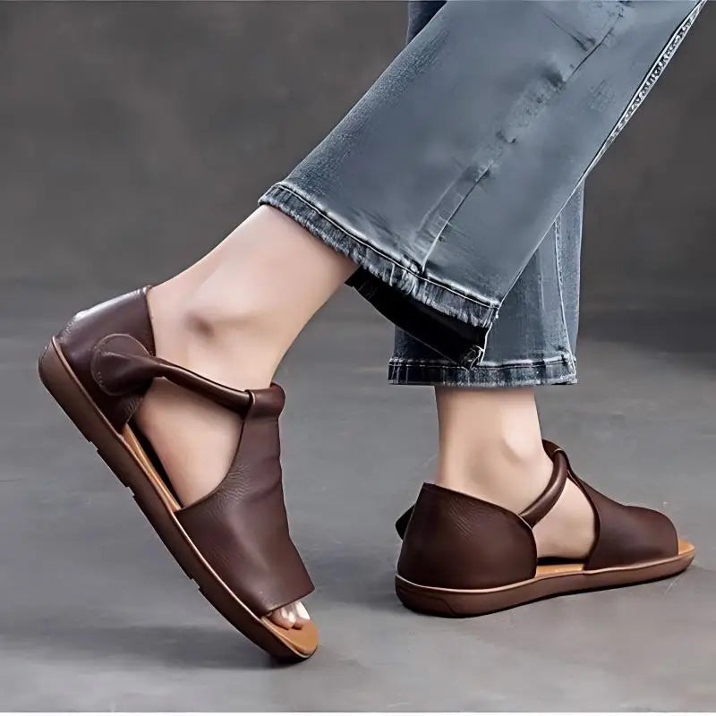 Sandalias de mujer con abrojo, tira en T y punta abierta