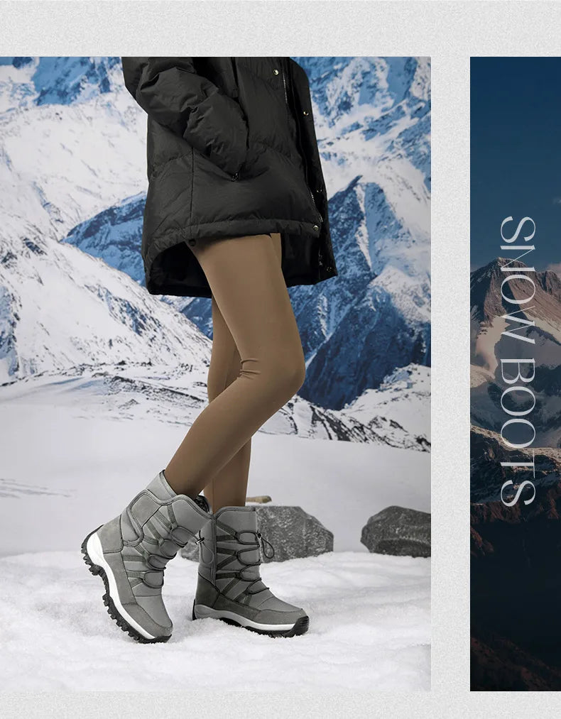 Botas de invierno de tejido elástico con interior de peluche
