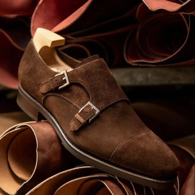Zapatos monk de doble hebilla con punta cuadrada