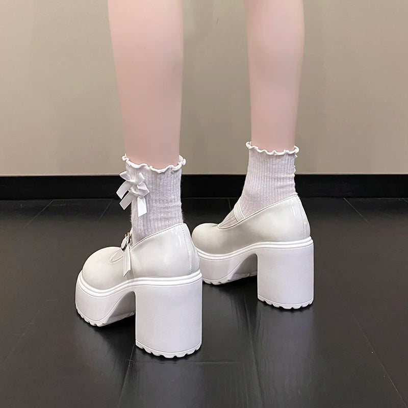 Zapatos Mary Jane con plataforma y taco cuadrado de 10 cm