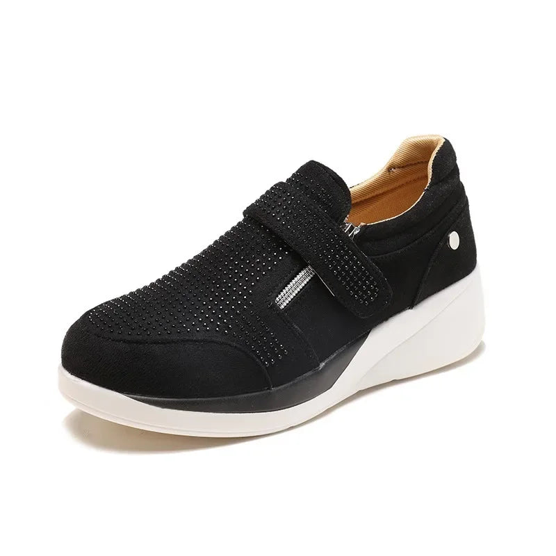 Zapatillas de mujer de algodón con abrojo y base media