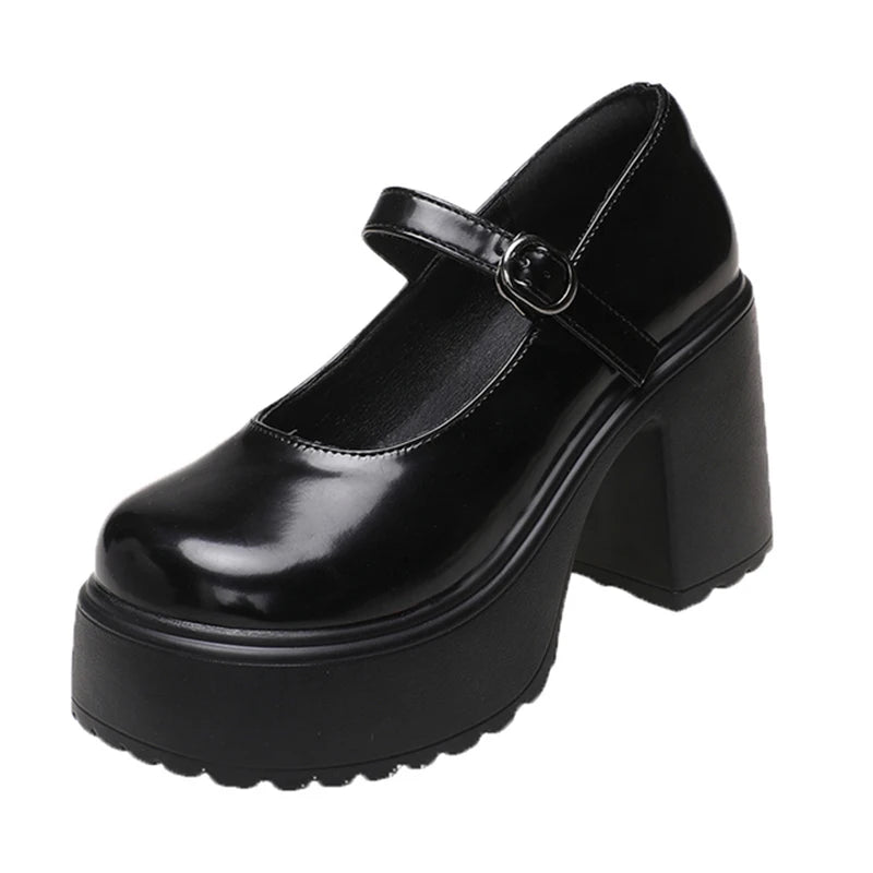 Zapatos Mary Jane con plataforma y taco cuadrado de 10 cm