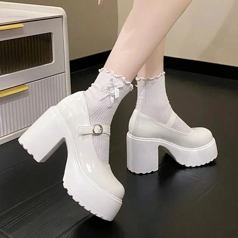Zapatos Mary Jane con plataforma y taco cuadrado de 10 cm