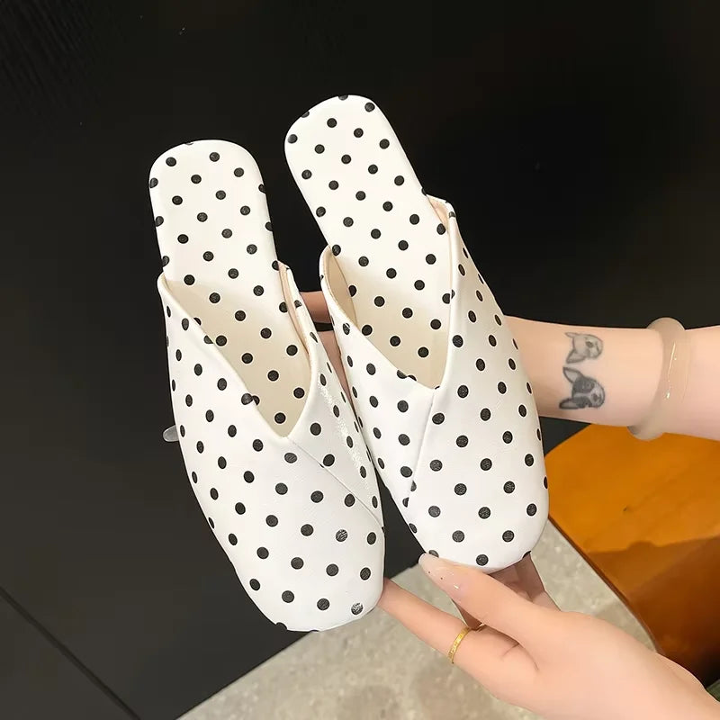 Mules de mujer de PU con punta cuadrada y base plana