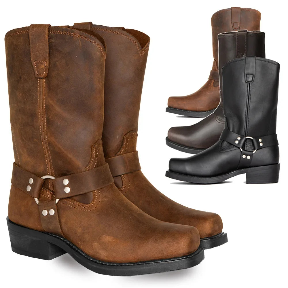 Botas texanas de PU con cierre y punta fina