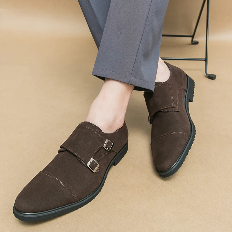 Zapatos monk de doble hebilla con punta cuadrada