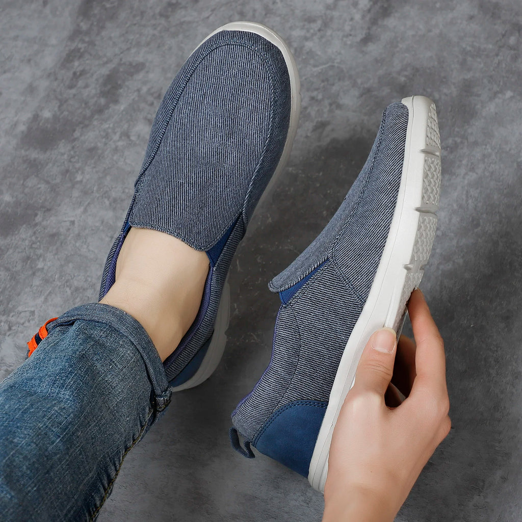 Zapatillas de lona para hombre sin cordones y punta redonda