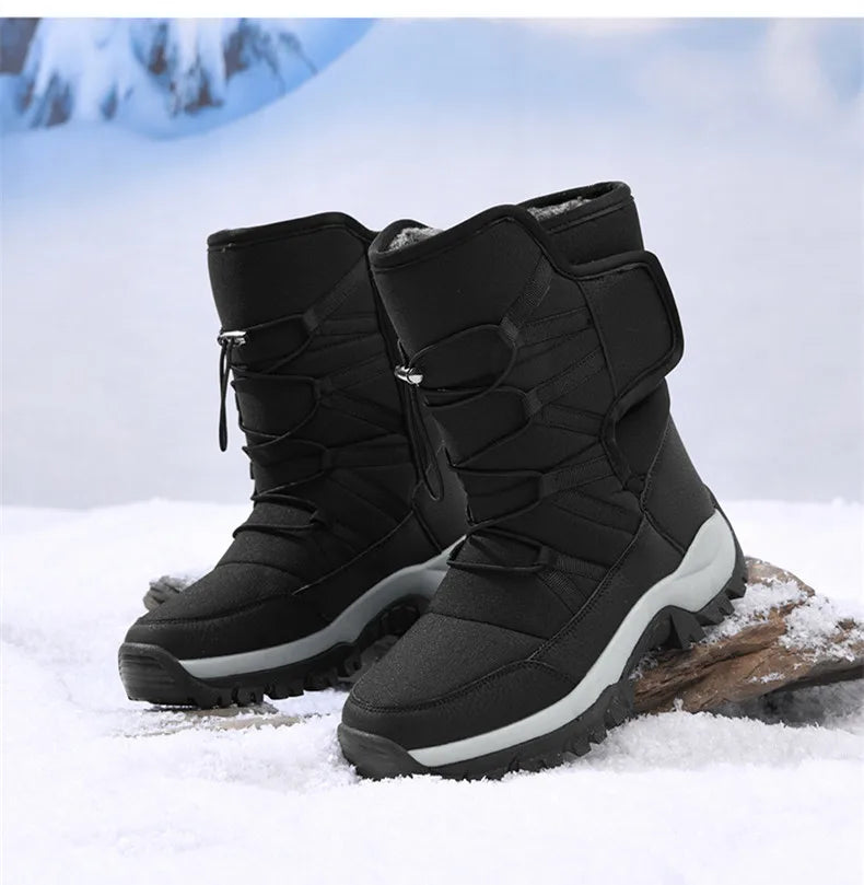 Botas de invierno de tejido elástico con interior de peluche