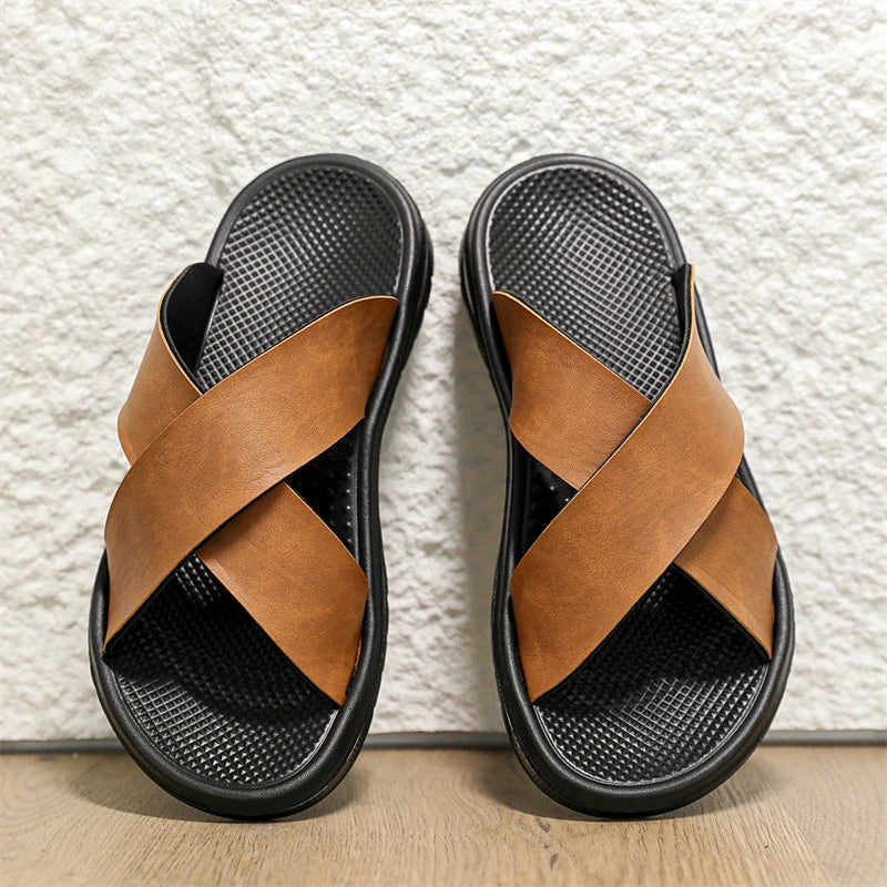 Sandalias de tiras para hombre con suela de goma