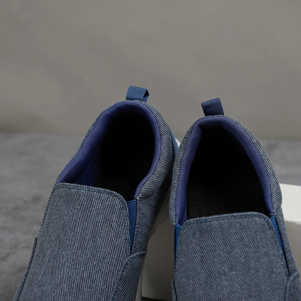 Zapatillas de lona para hombre sin cordones y punta redonda