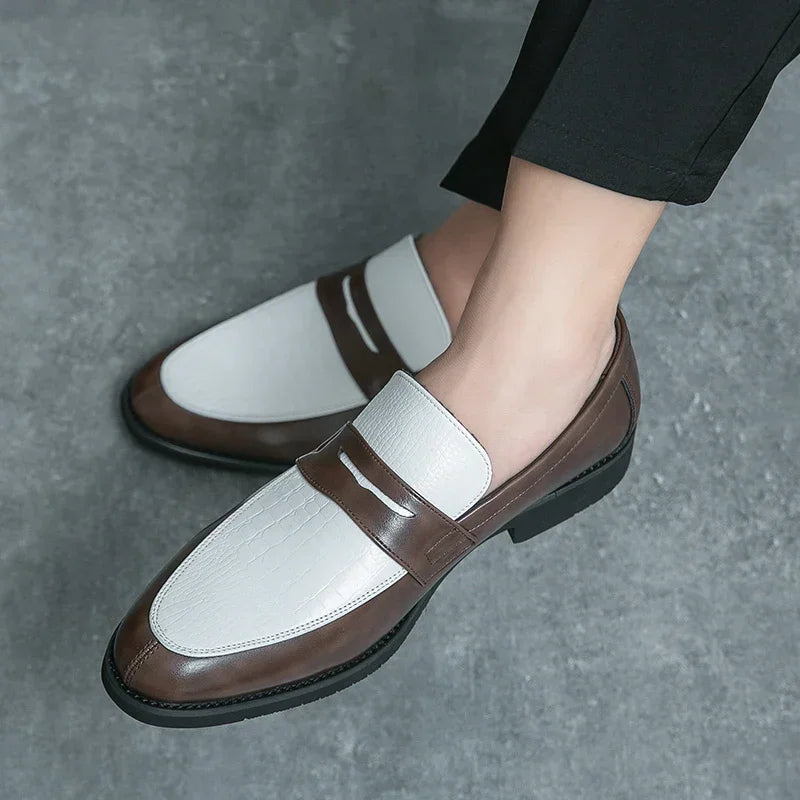 Mocasines penny de PU con textura tipo cocodrilo