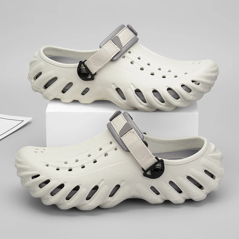 Zuecos de hombre de EVA con diseño calado y base elevada