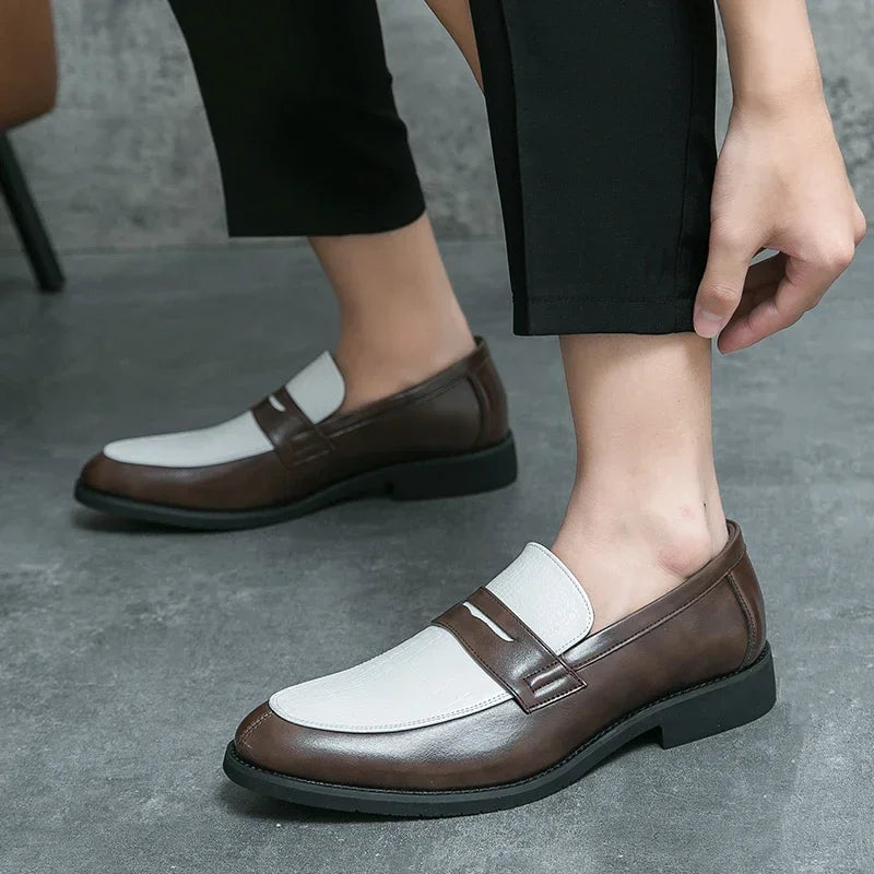 Mocasines penny de PU con textura tipo cocodrilo