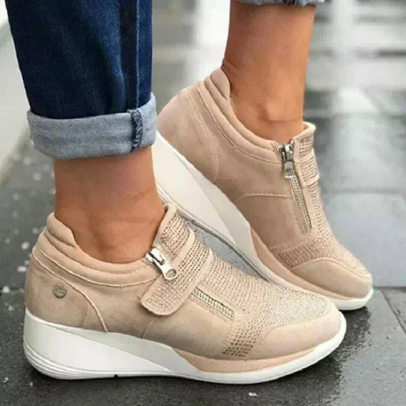 Zapatillas de mujer de algodón con abrojo y base media