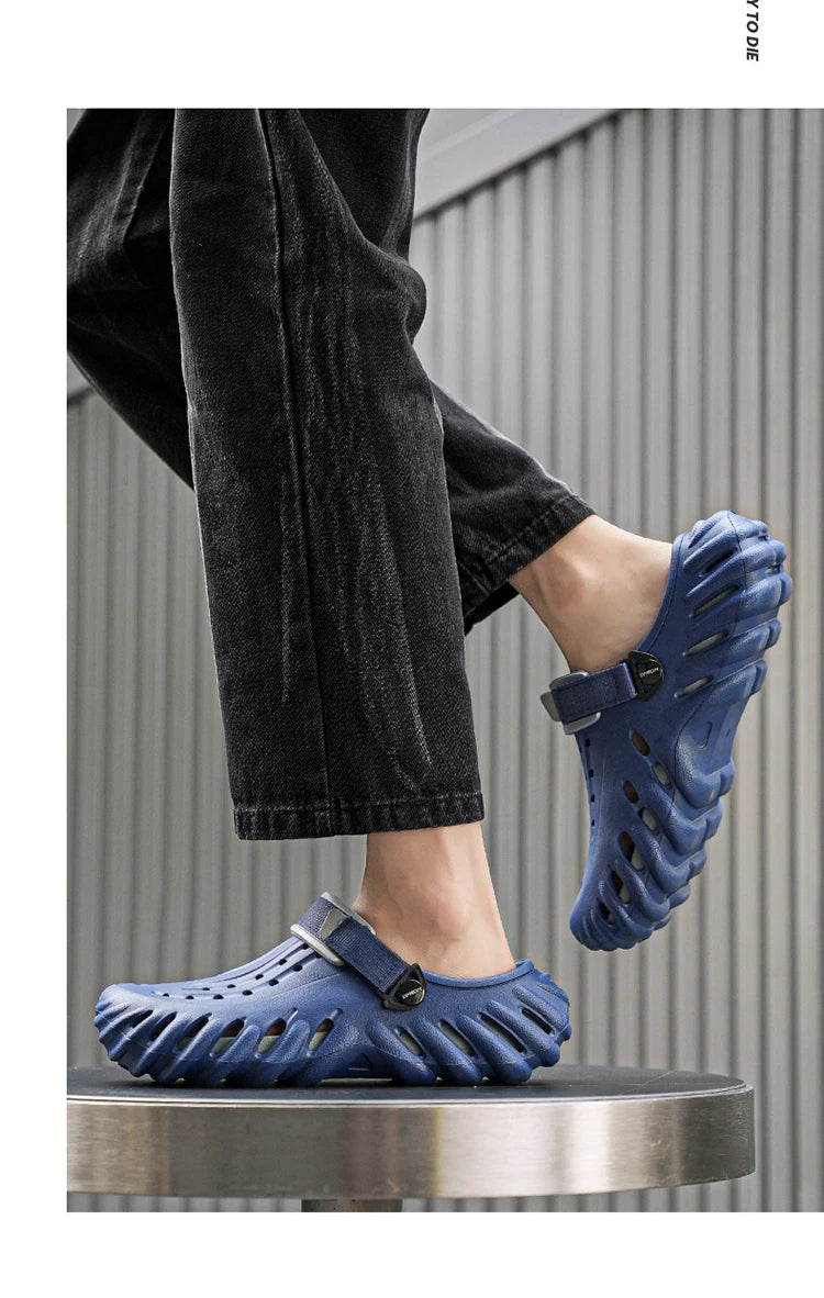 Zuecos de hombre de EVA con diseño calado y base elevada