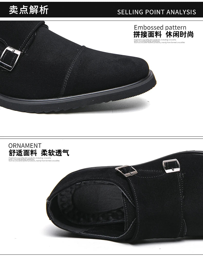 Zapatos monk de doble hebilla con punta cuadrada