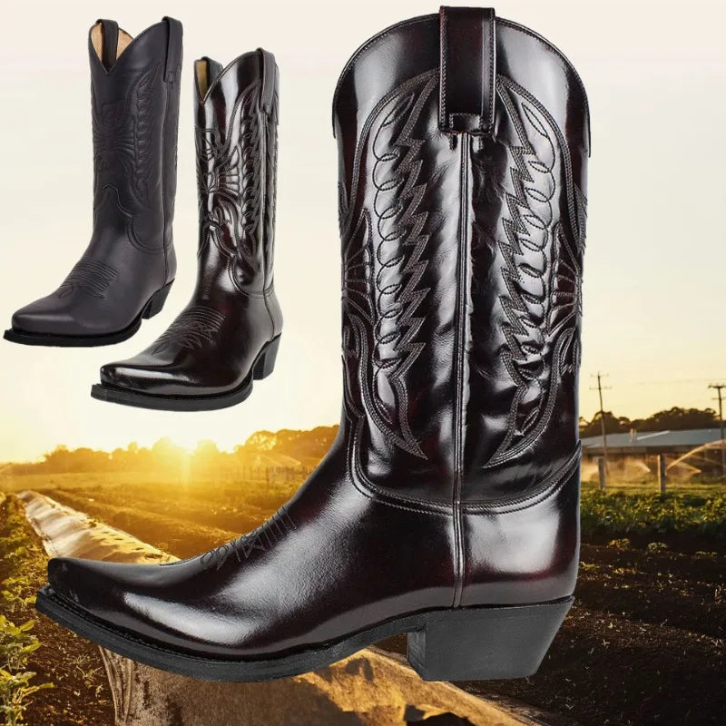 Botas texanas de punta afinada con detalles bordados