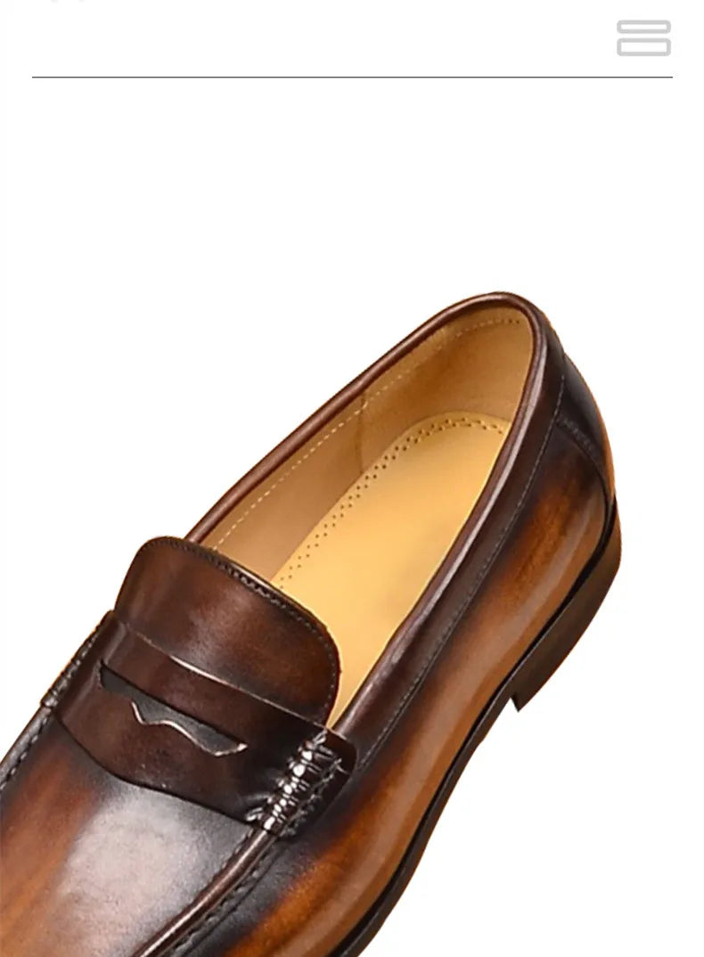 Mocasines penny de cuero con forro de gamuza