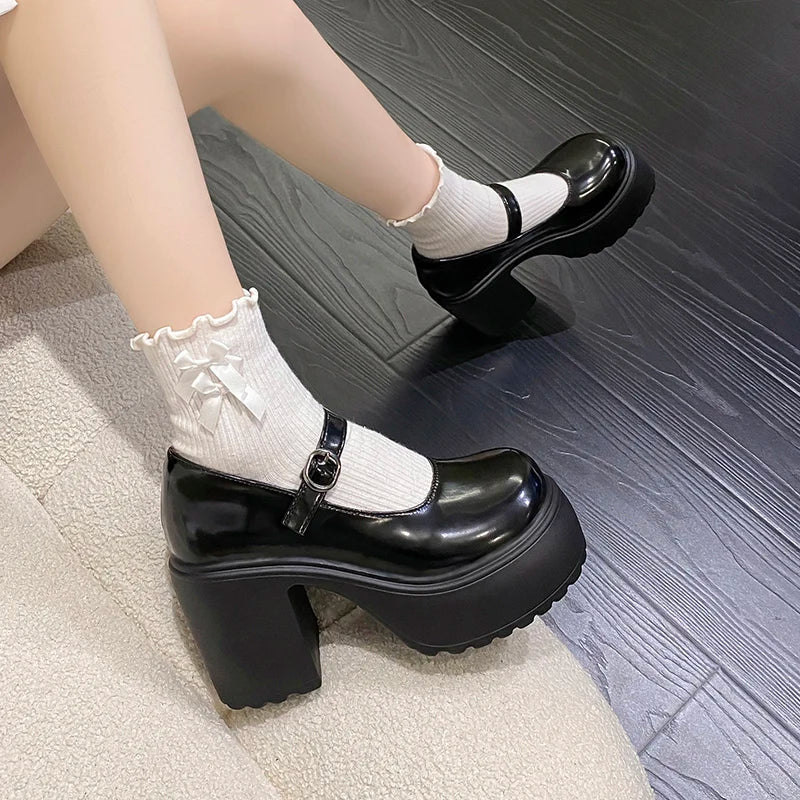 Zapatos Mary Jane con plataforma y taco cuadrado de 10 cm
