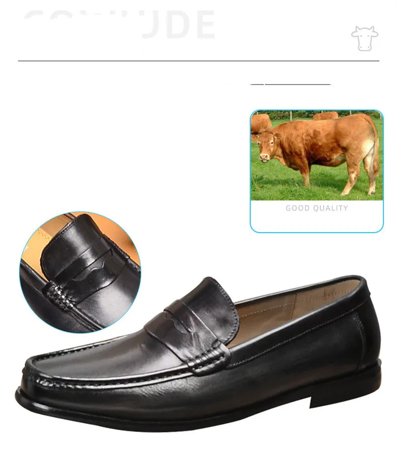 Mocasines penny de cuero con forro de gamuza