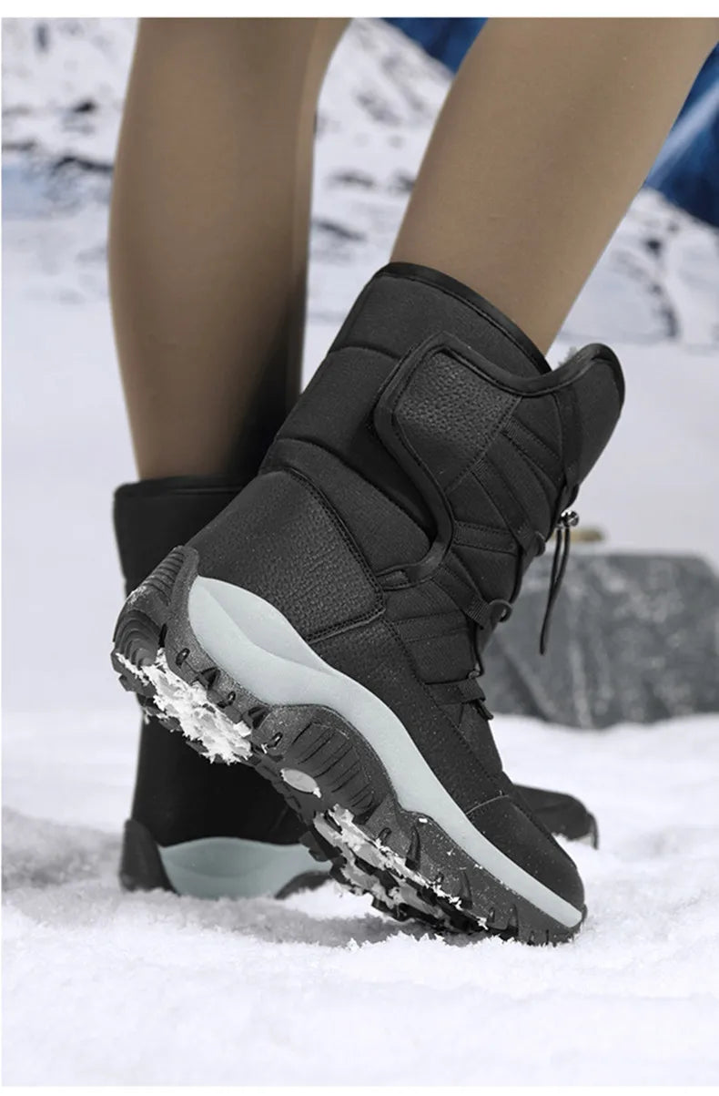 Botas de invierno de tejido elástico con interior de peluche