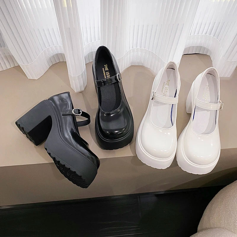 Zapatos Mary Jane con plataforma y taco cuadrado de 10 cm