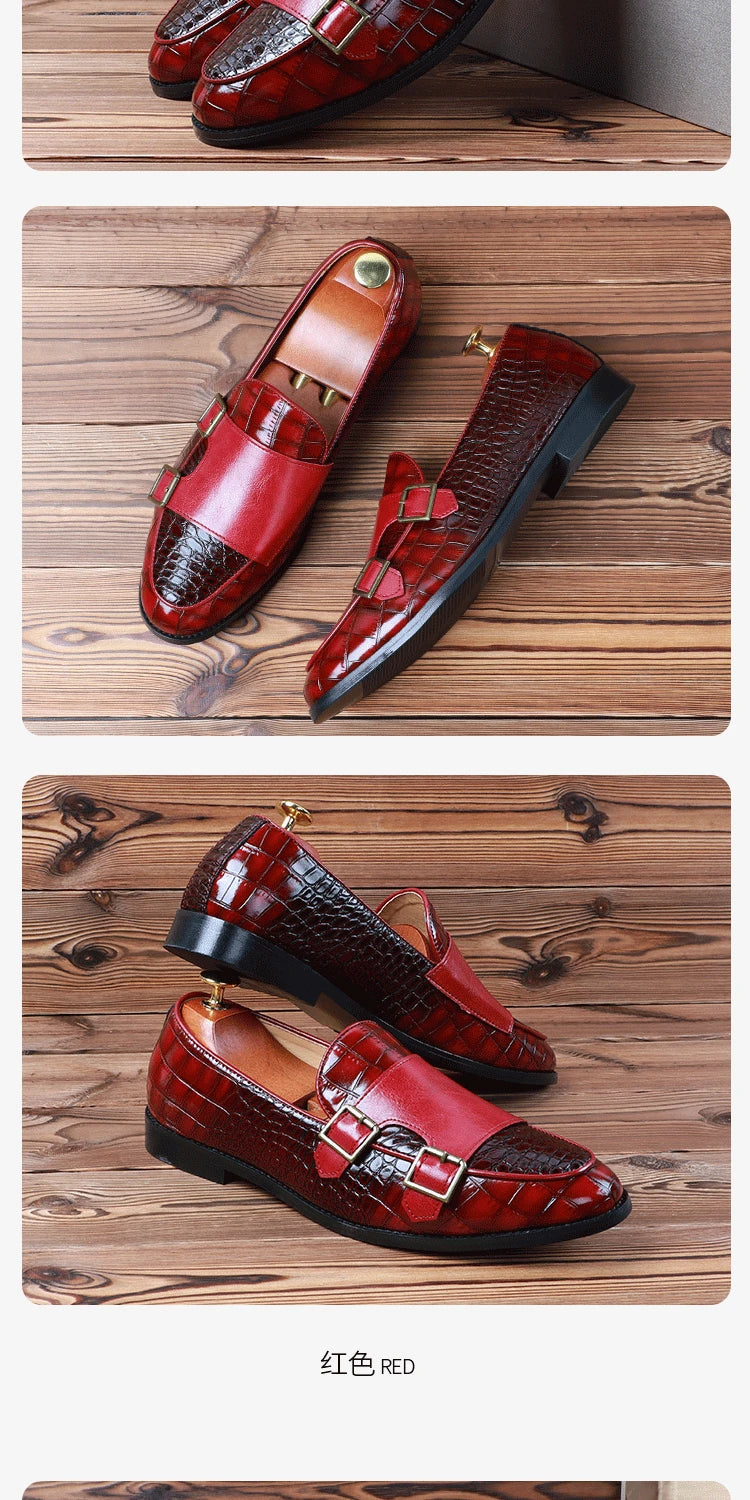 Zapatos de vestir de hombre con doble hebilla y punta fina