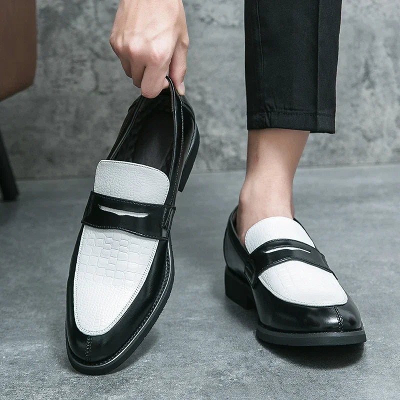 Mocasines penny de PU con textura tipo cocodrilo