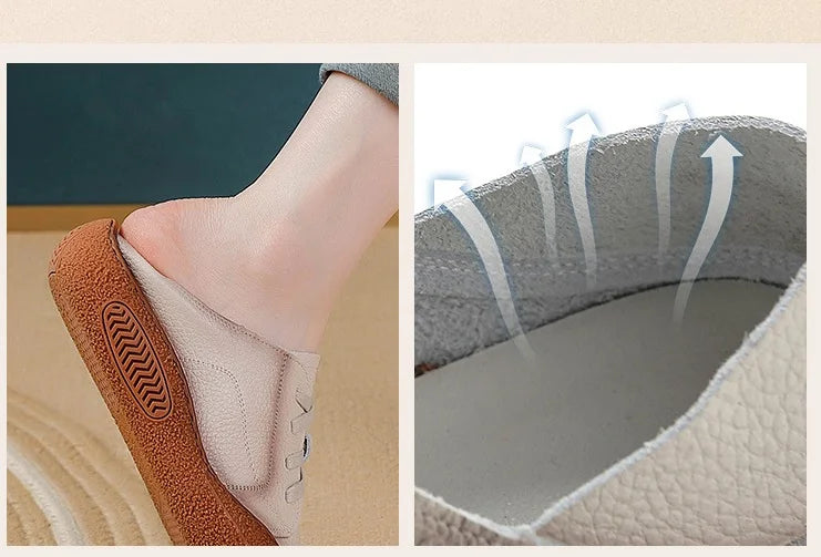 Zapatos acordonados de mujer en cuero de estilo retro