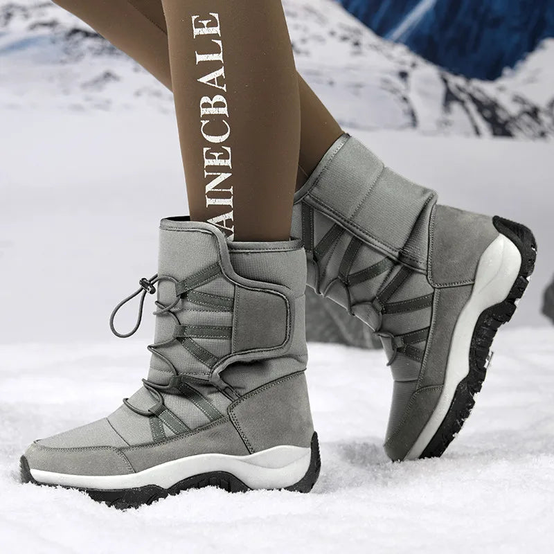 Botas de invierno de tejido elástico con interior de peluche