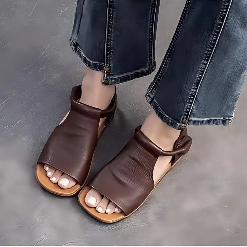 Sandalias de mujer con abrojo, tira en T y punta abierta