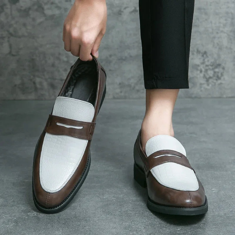 Mocasines penny de PU con textura tipo cocodrilo