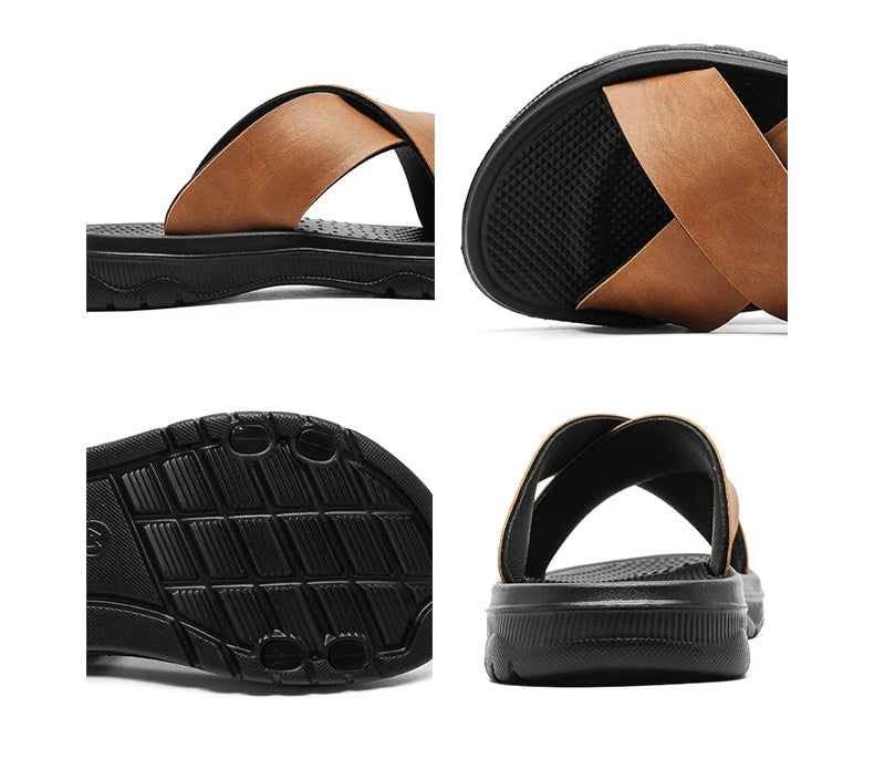 Sandalias de tiras para hombre con suela de goma