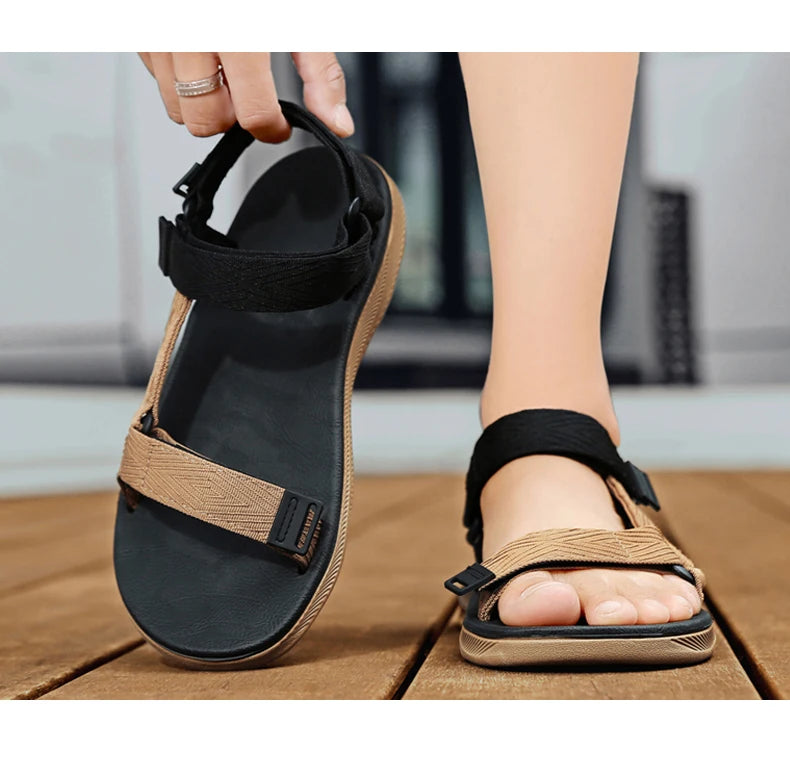 Sandalias de lona para hombre con ajuste de abrojo