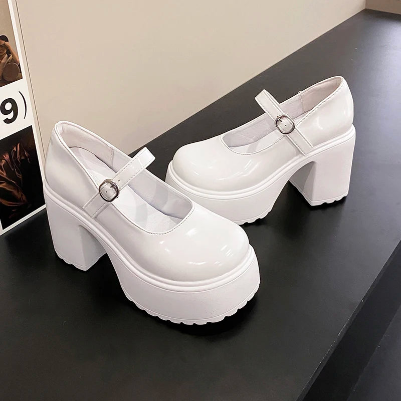 Zapatos Mary Jane con plataforma y taco cuadrado de 10 cm