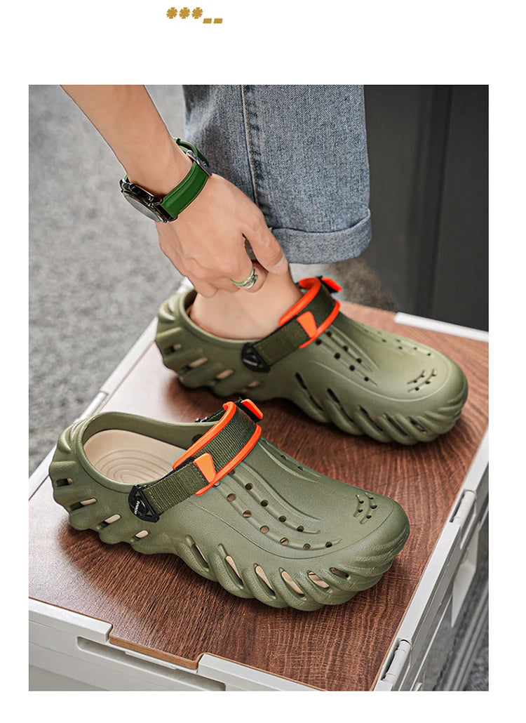 Zuecos de hombre de EVA con diseño calado y base elevada