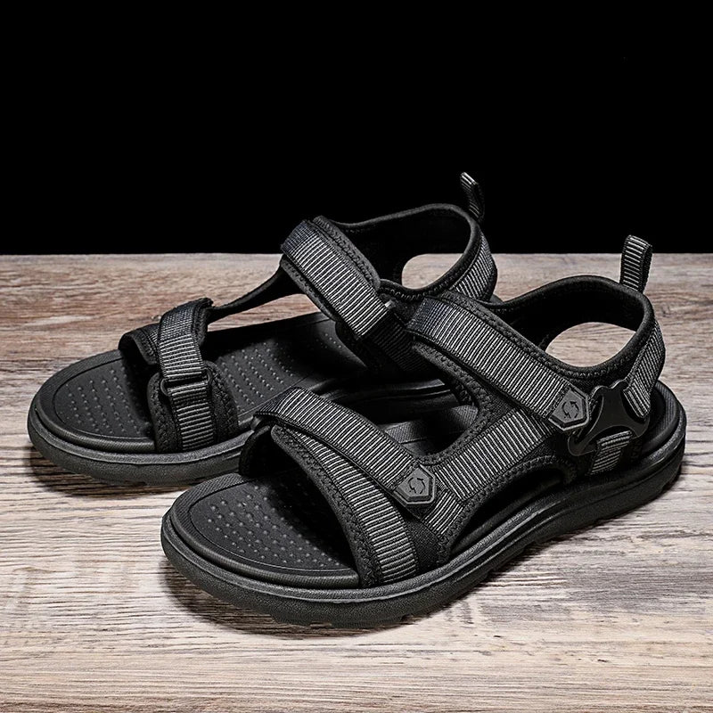 Sandalias de cuero sintético con abrojo y base de EVA